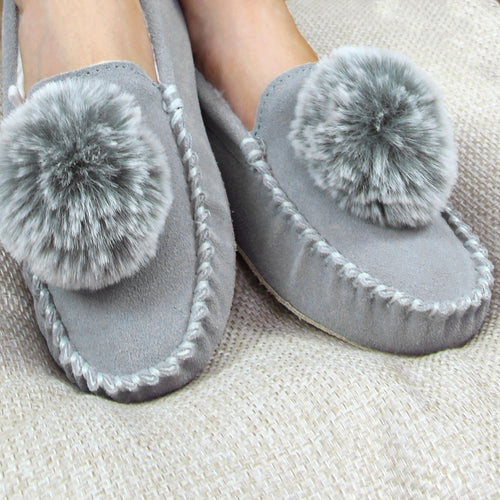 Lazy Dogz Bessie Grey Suede Slipper