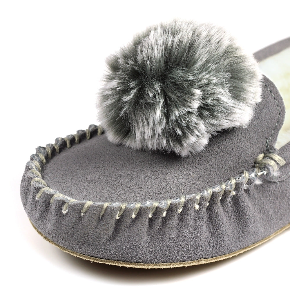 Lazy Dogz Bessie Grey Suede Slipper