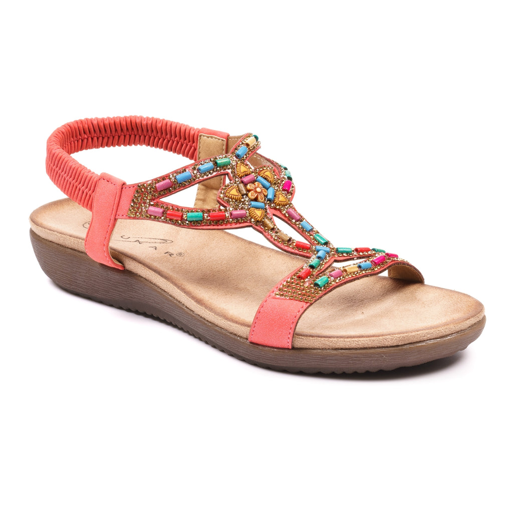 Mariella Orange Beaded Sandal