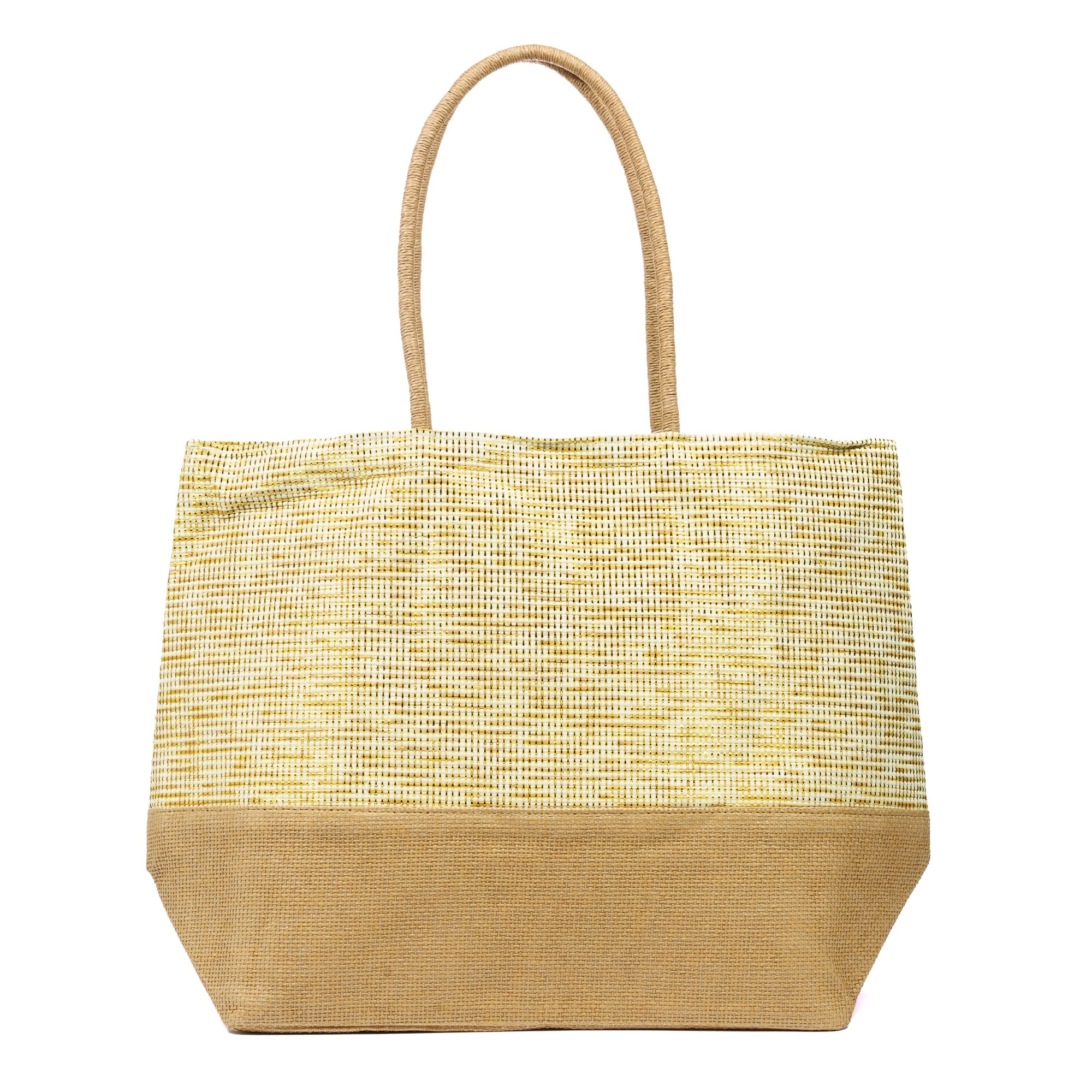 Joleen Beige Two Tone Beach Bag