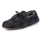 Mens Lumber Check Felt Moccasin Slipper