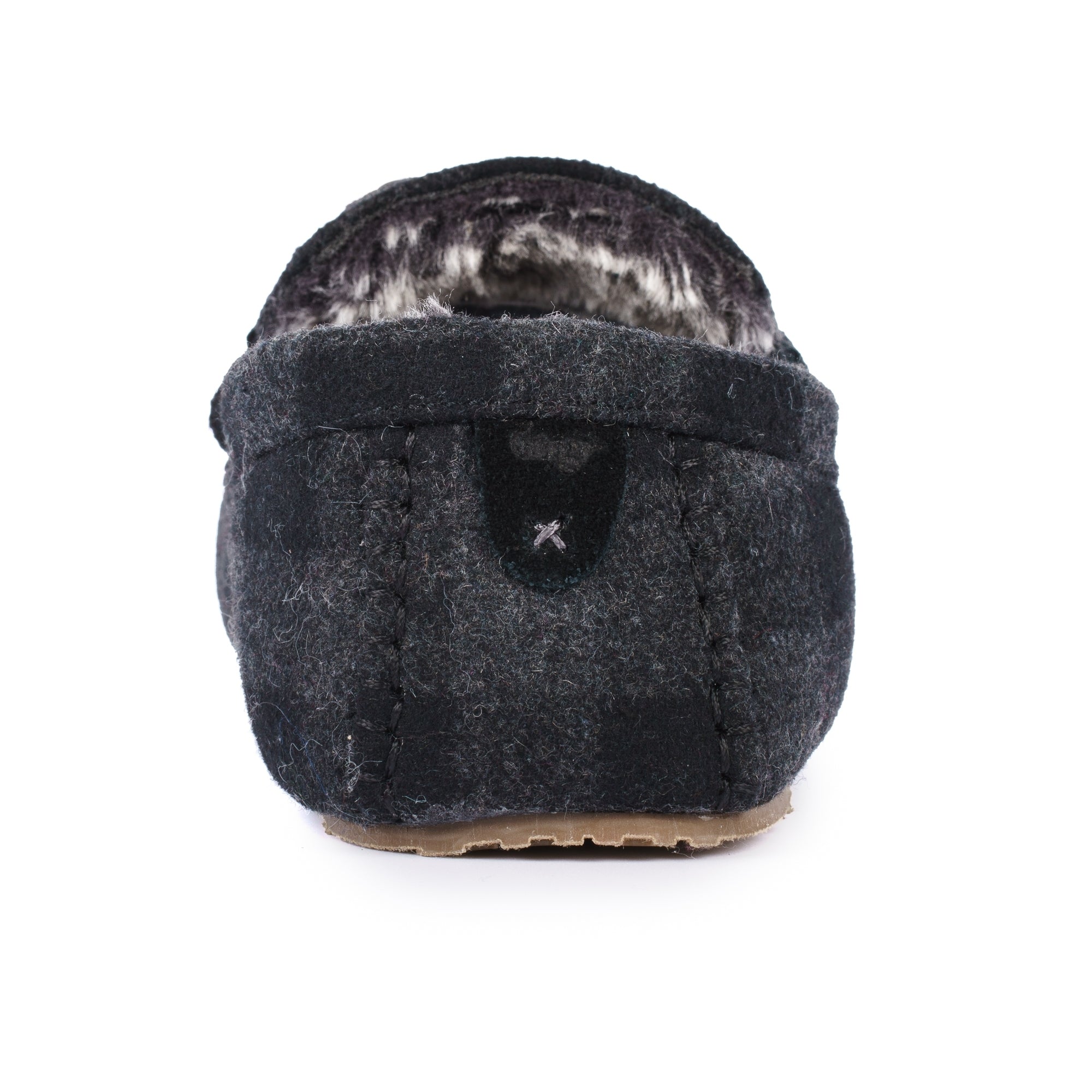 Mens Lumber Check Felt Moccasin Slipper