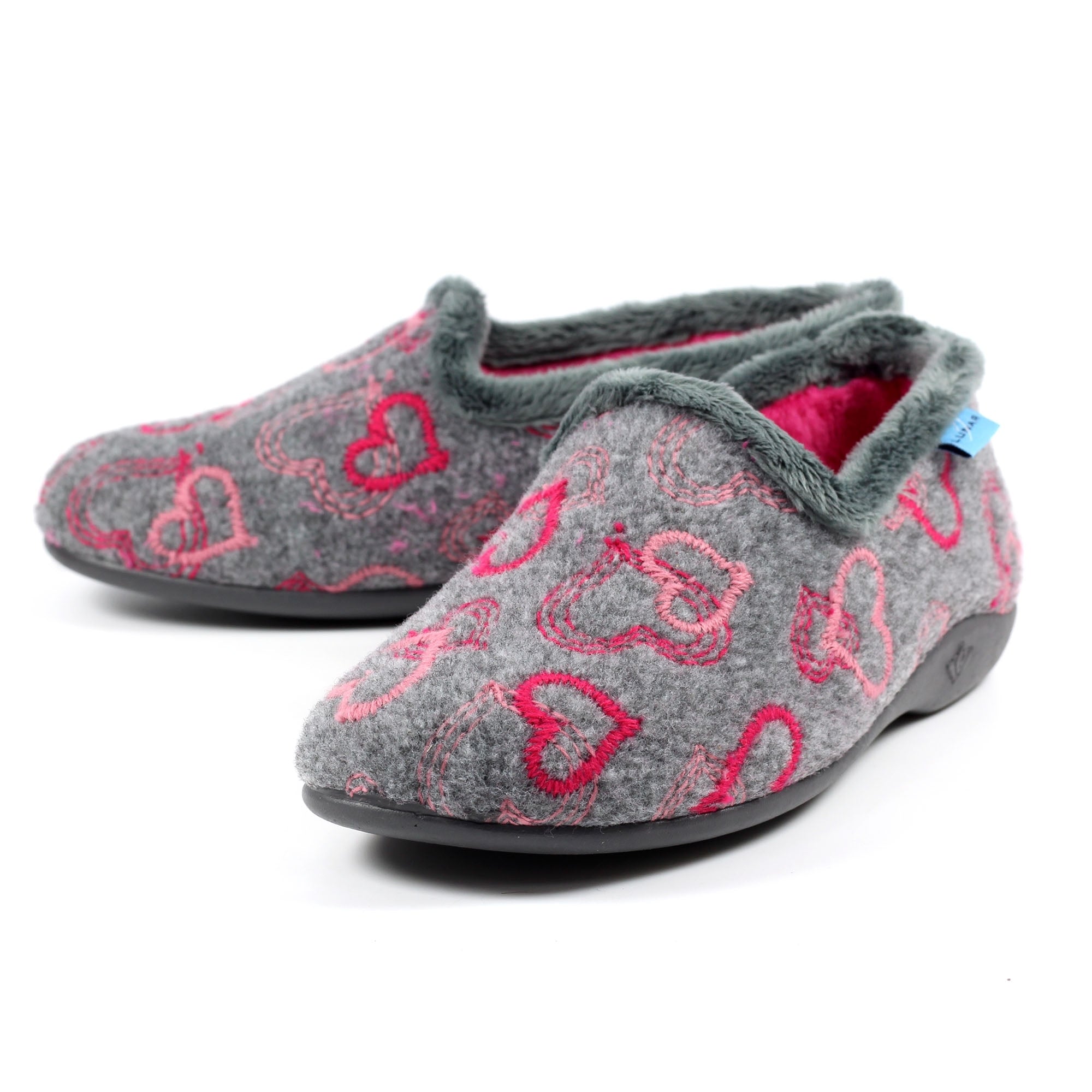 Jolly Grey Heart Full Slipper
