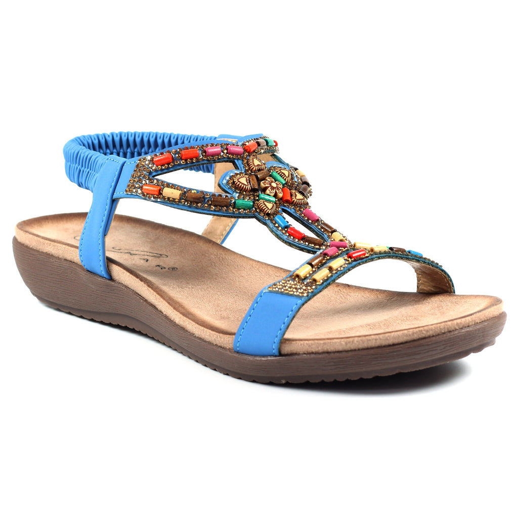 Mariella Blue Beaded Sandal