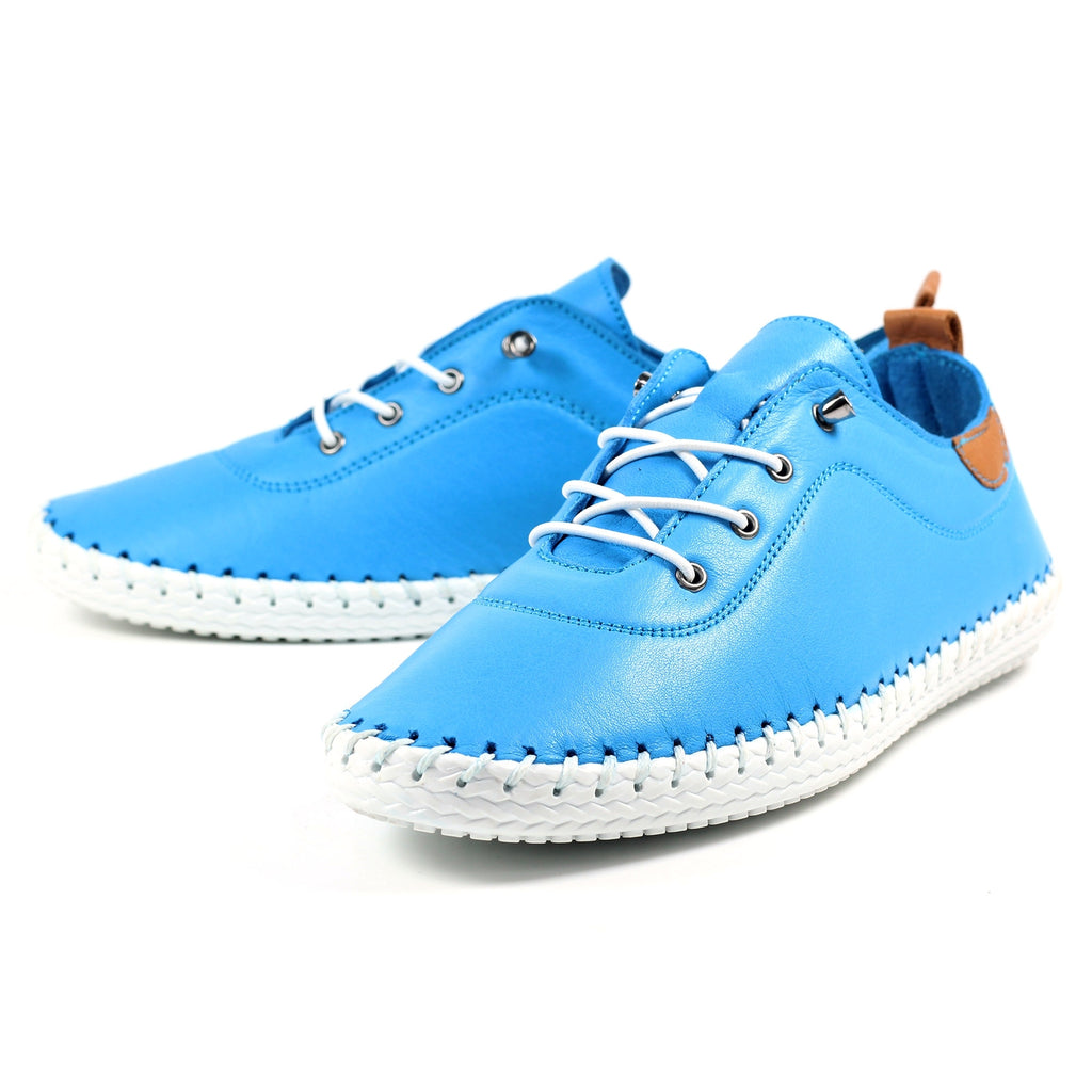 St. Ives Santorini Blue Leather Plimsoll