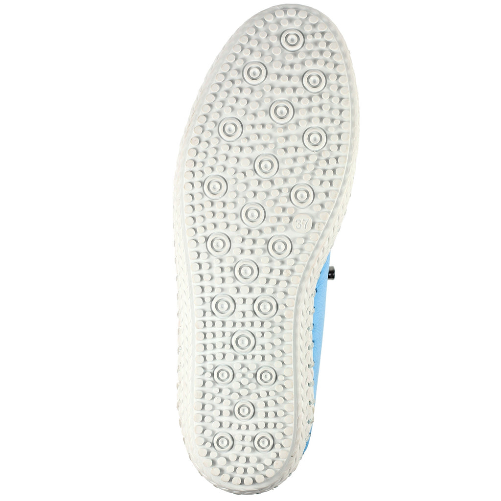 St. Ives Santorini Blue Leather Plimsoll