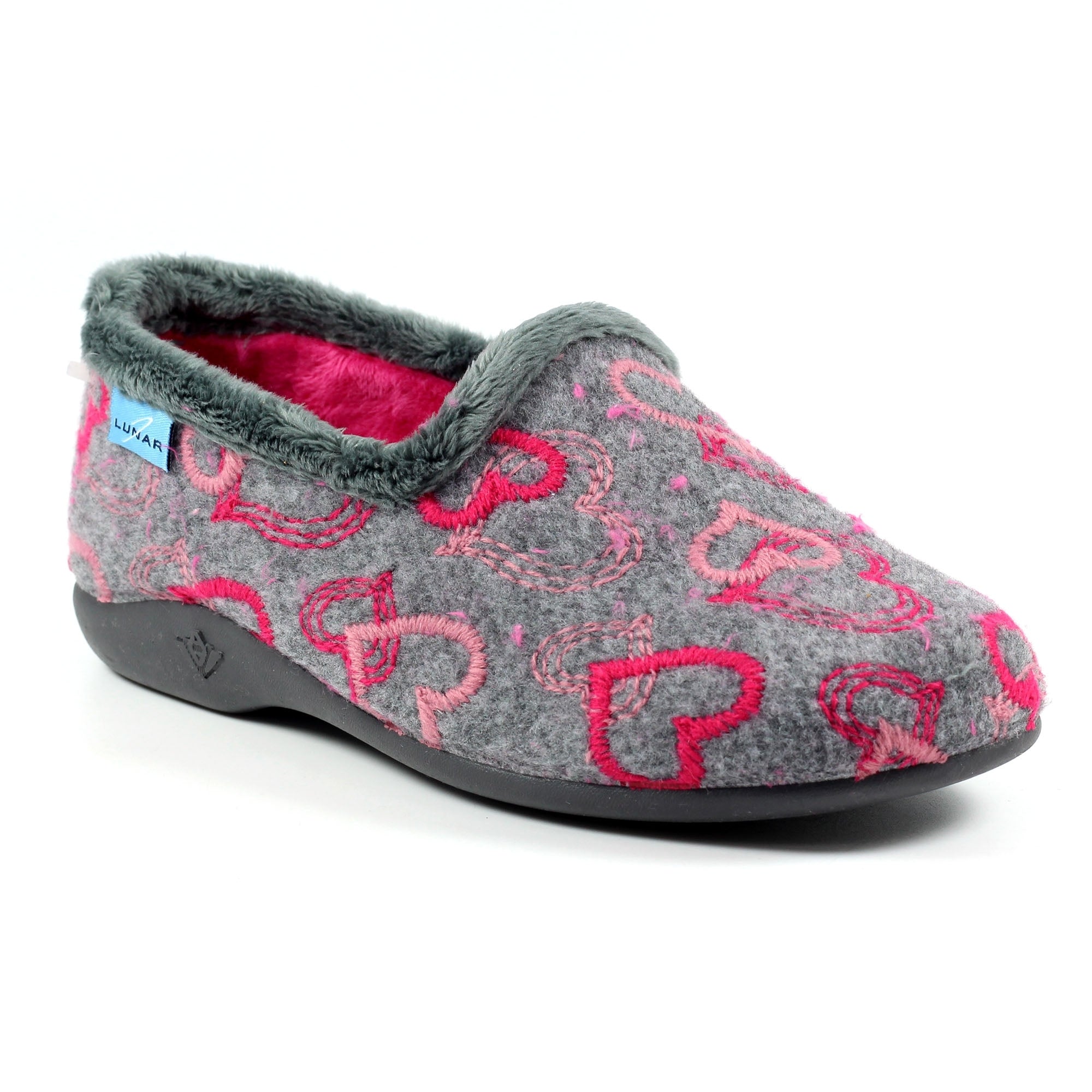 Jolly Grey Heart Full Slipper