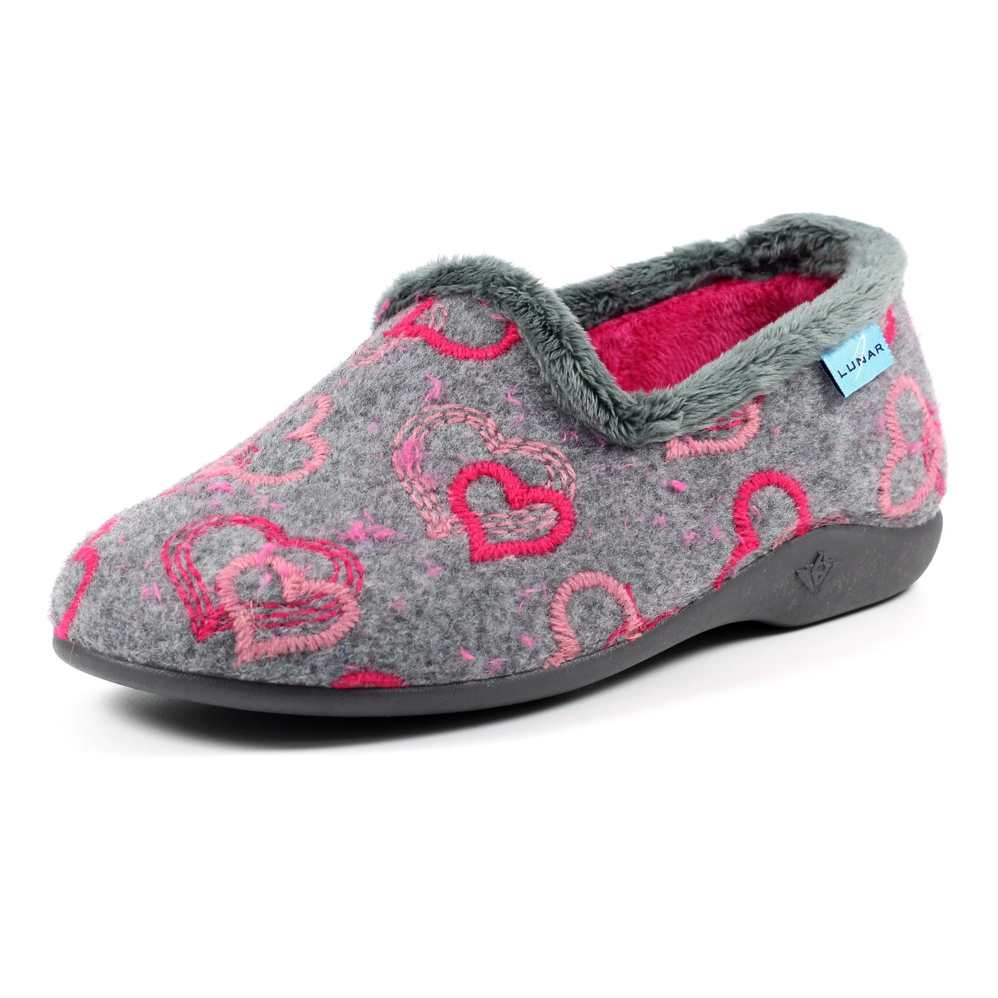 Jolly Grey Heart Full Slipper