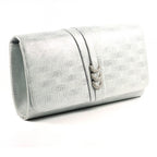 Lyla Silver Satin Clutch Bag