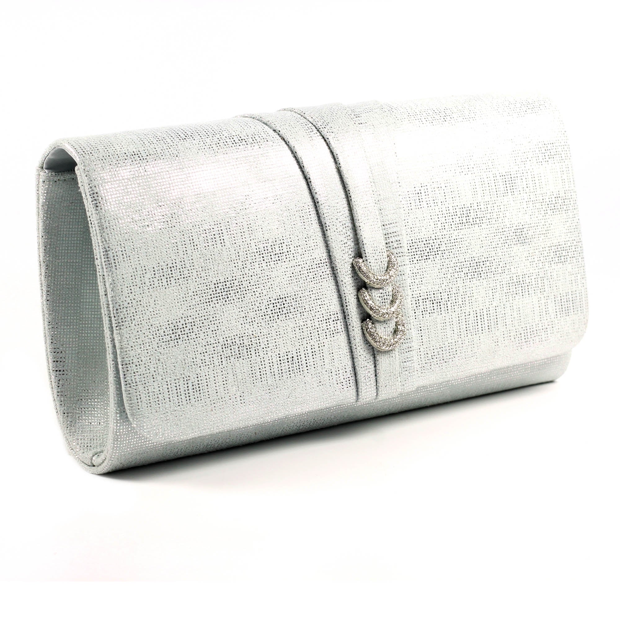 Lyla Silver Satin Clutch Bag