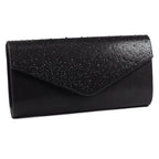 Nara Black Satin Clutch Bag