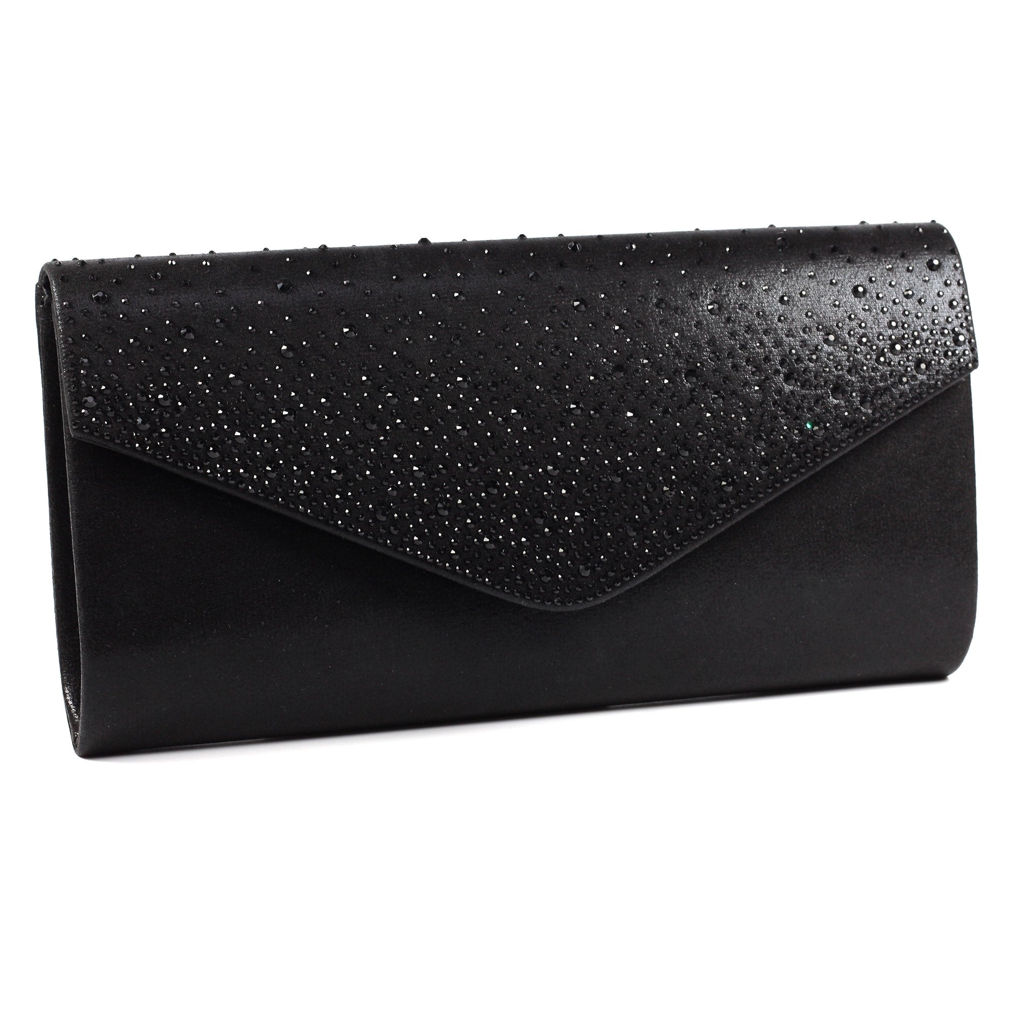 Nara Black Satin Clutch Bag
