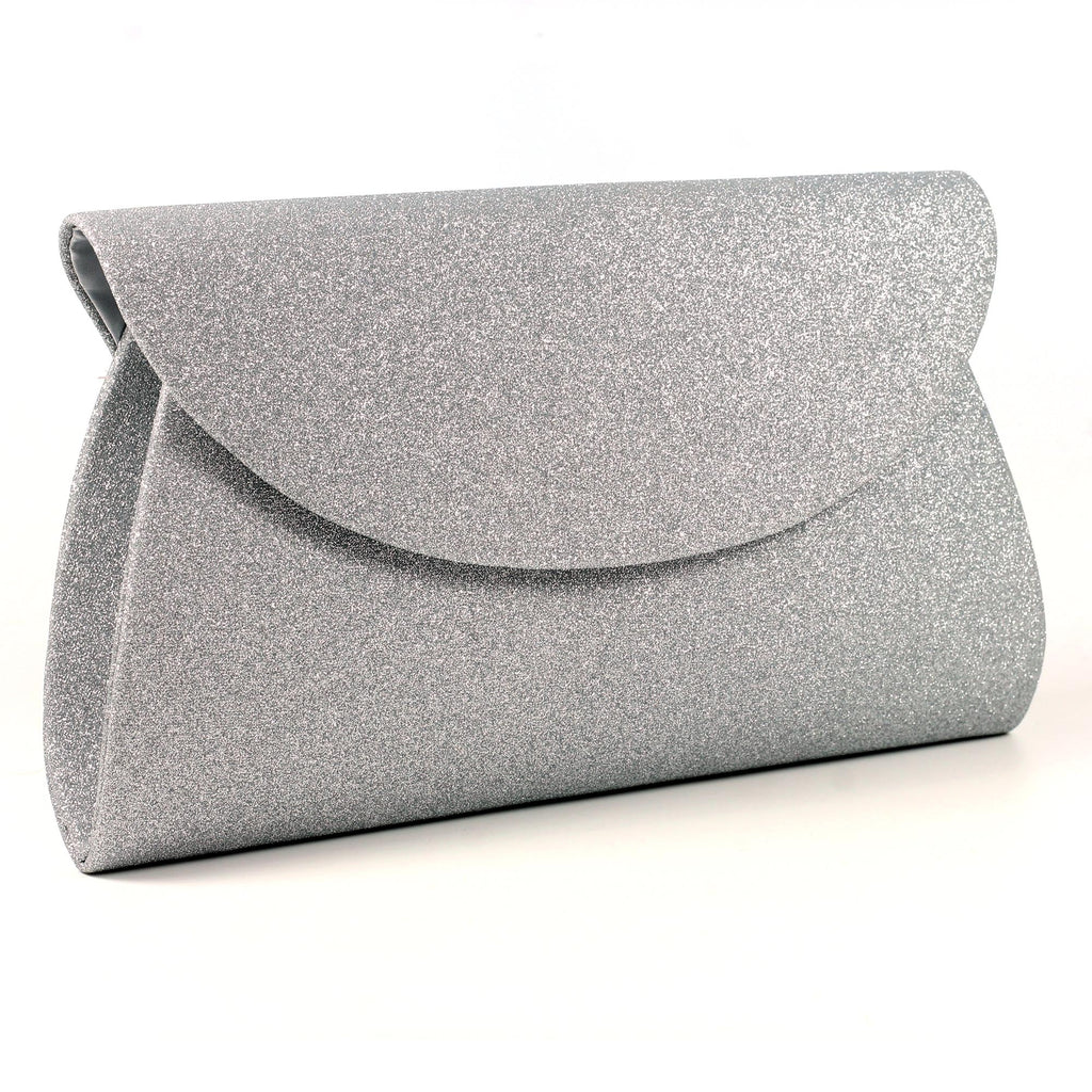 Sariyah Silver Glitter Clutch Bag