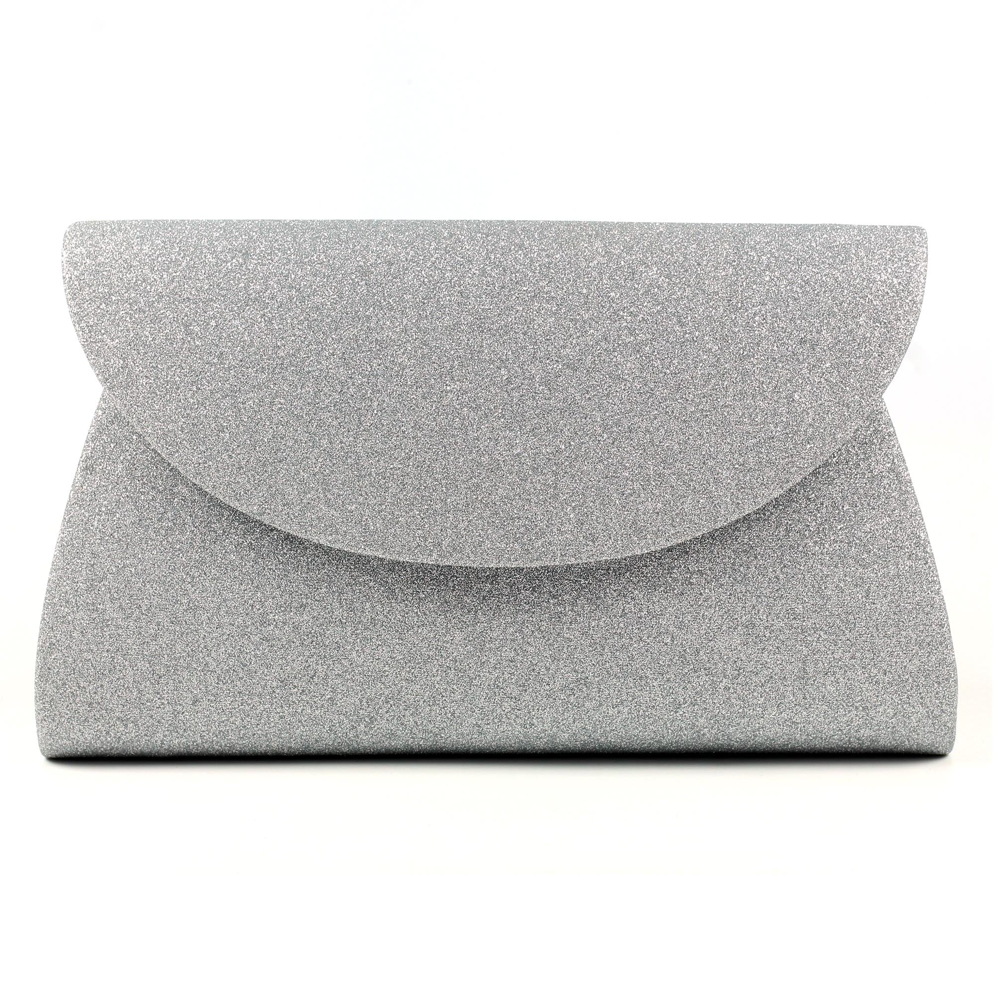 Sariyah Silver Glitter Clutch Bag
