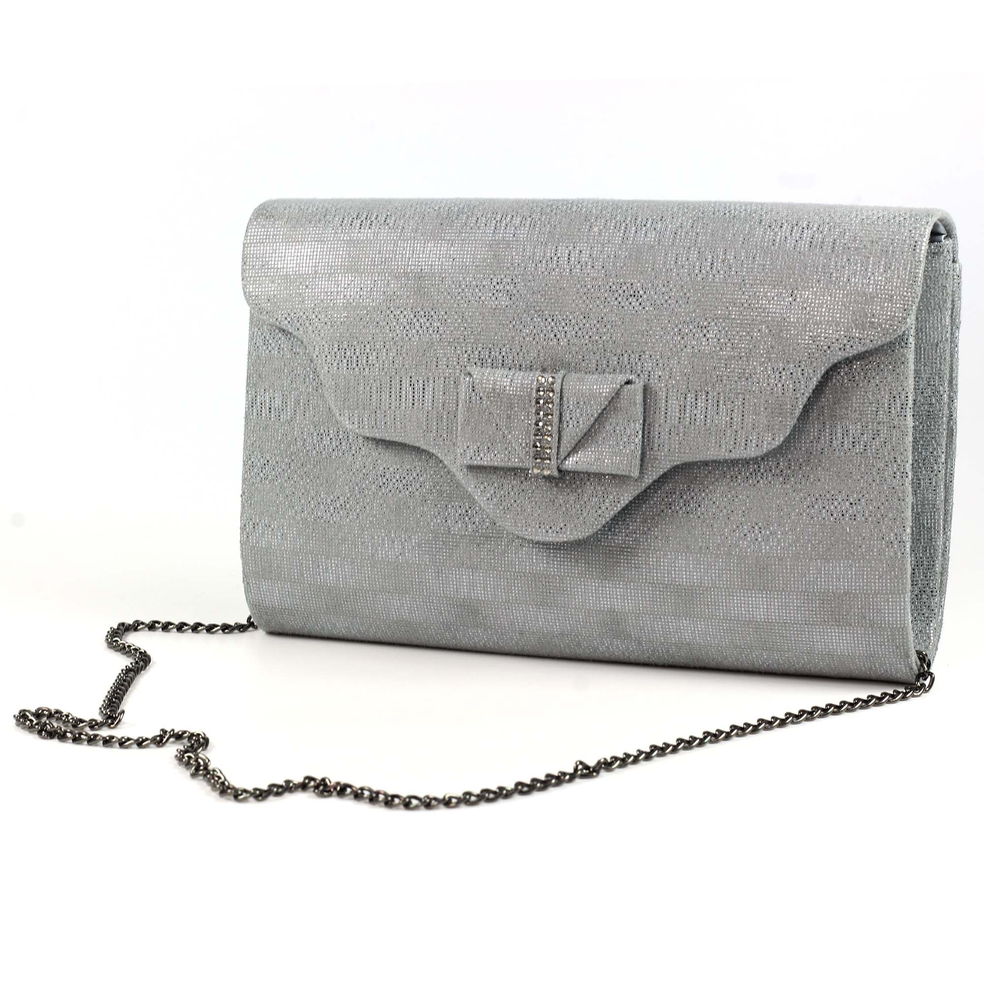 Mira Pewter Clutch Bag