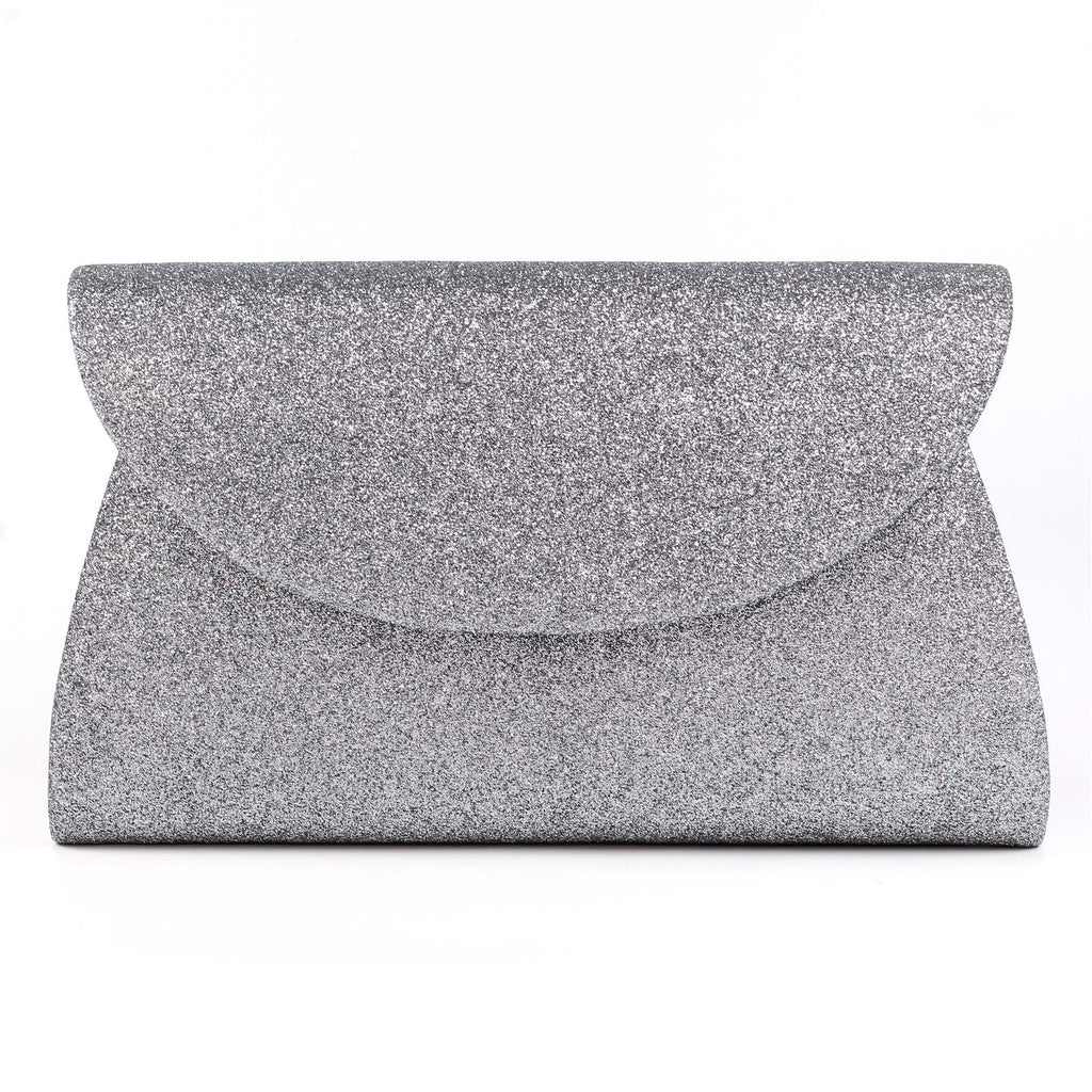 Sariyah Pewter Glitter Clutch Bag