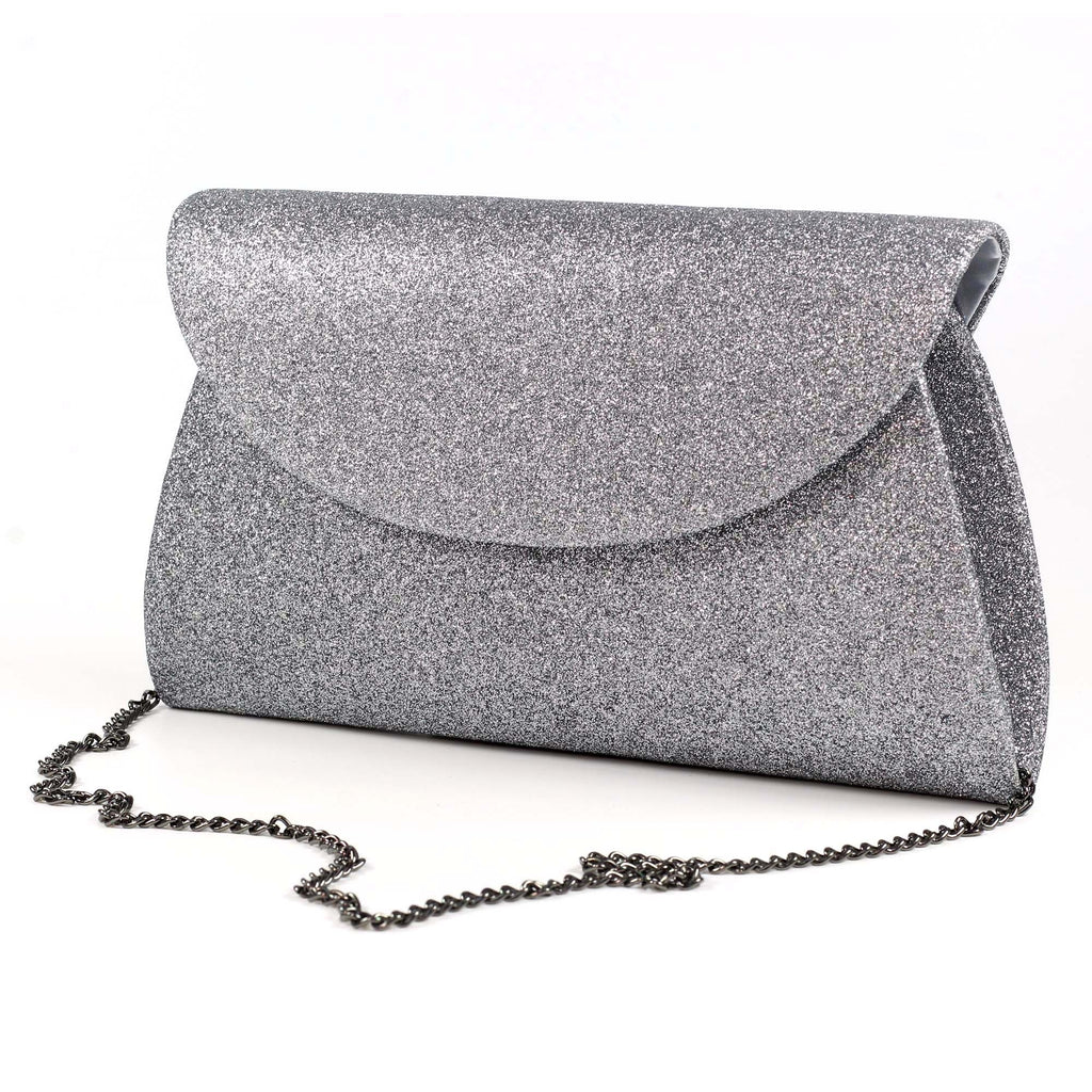 Sariyah Pewter Glitter Clutch Bag