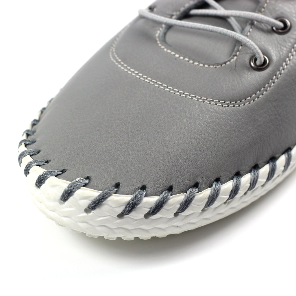 St. Ives Grey Leather Plimsoll