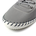 St. Ives Grey Leather Plimsoll