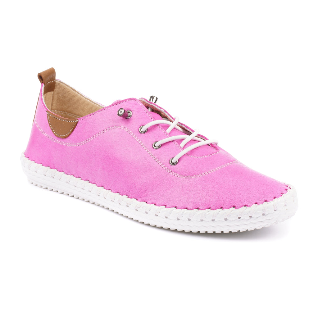 St. Ives Fuchsia Leather Plimsoll