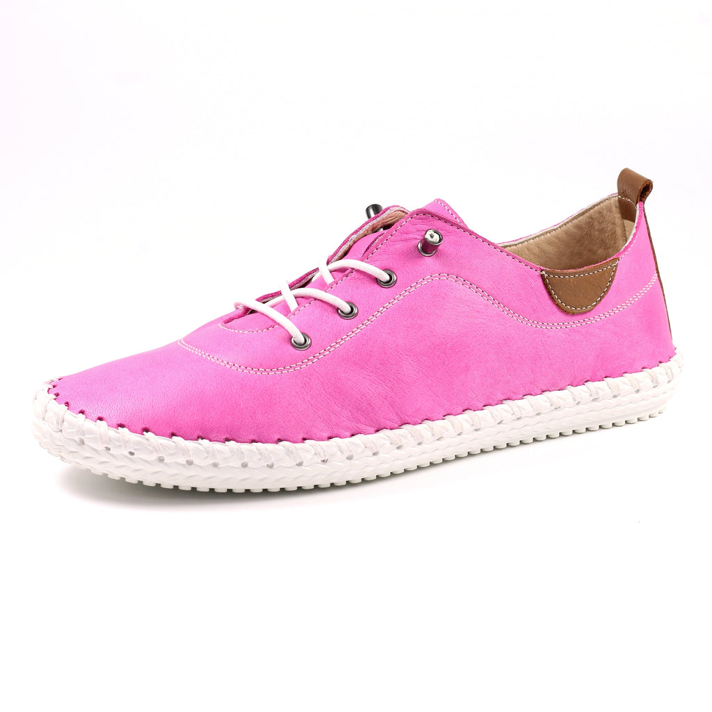St. Ives Fuchsia Leather Plimsoll