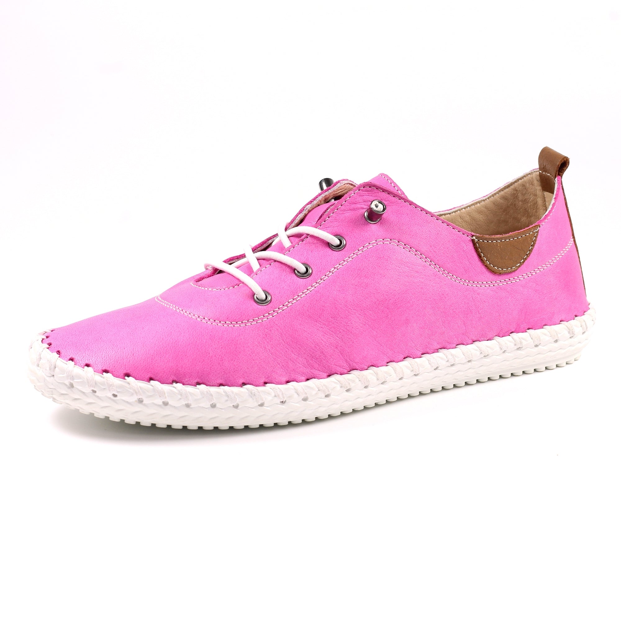 St. Ives Fuchsia Leather Plimsoll