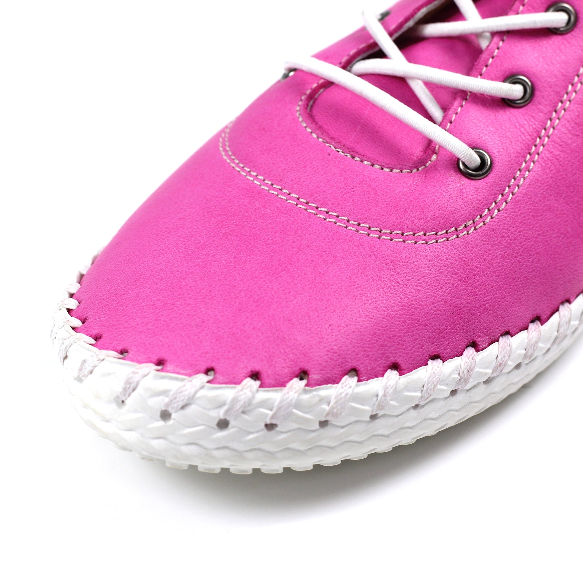St. Ives Fuchsia Leather Plimsoll