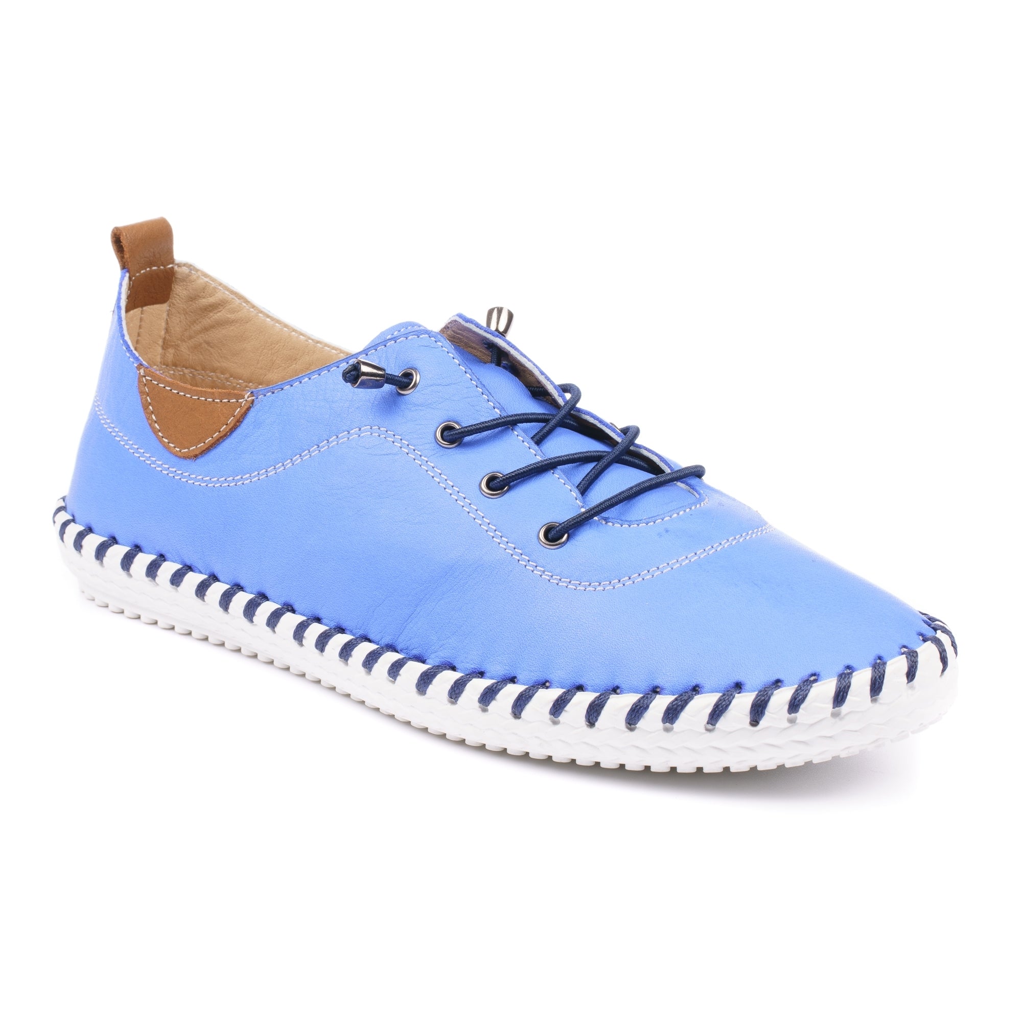 St. Ives Cobalt Blue Leather Plimsoll