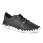 St. Ives Black Leather Plimsoll