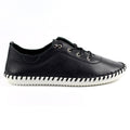 St. Ives Black Leather Plimsoll