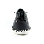 St. Ives Black Leather Plimsoll