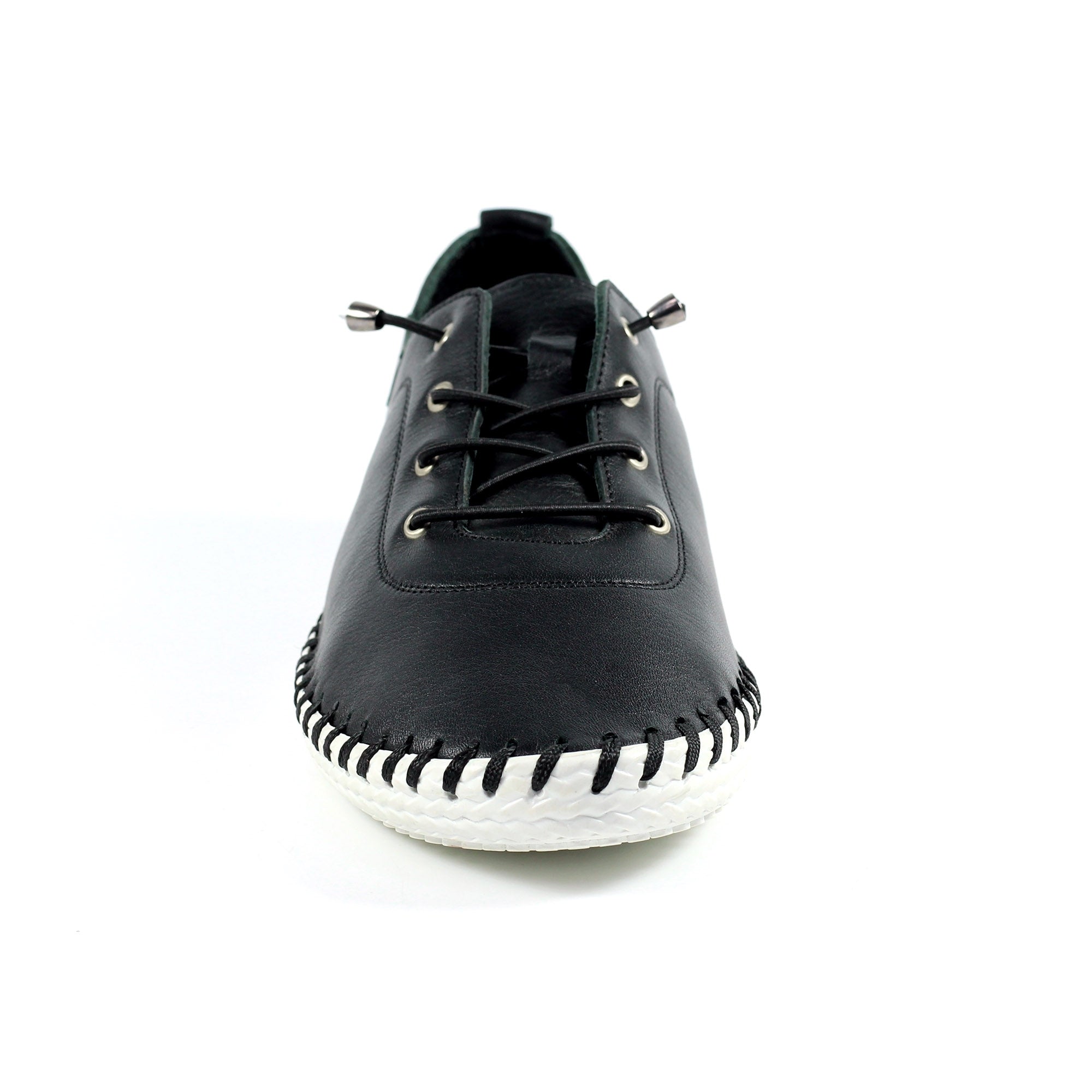St. Ives Black Leather Plimsoll
