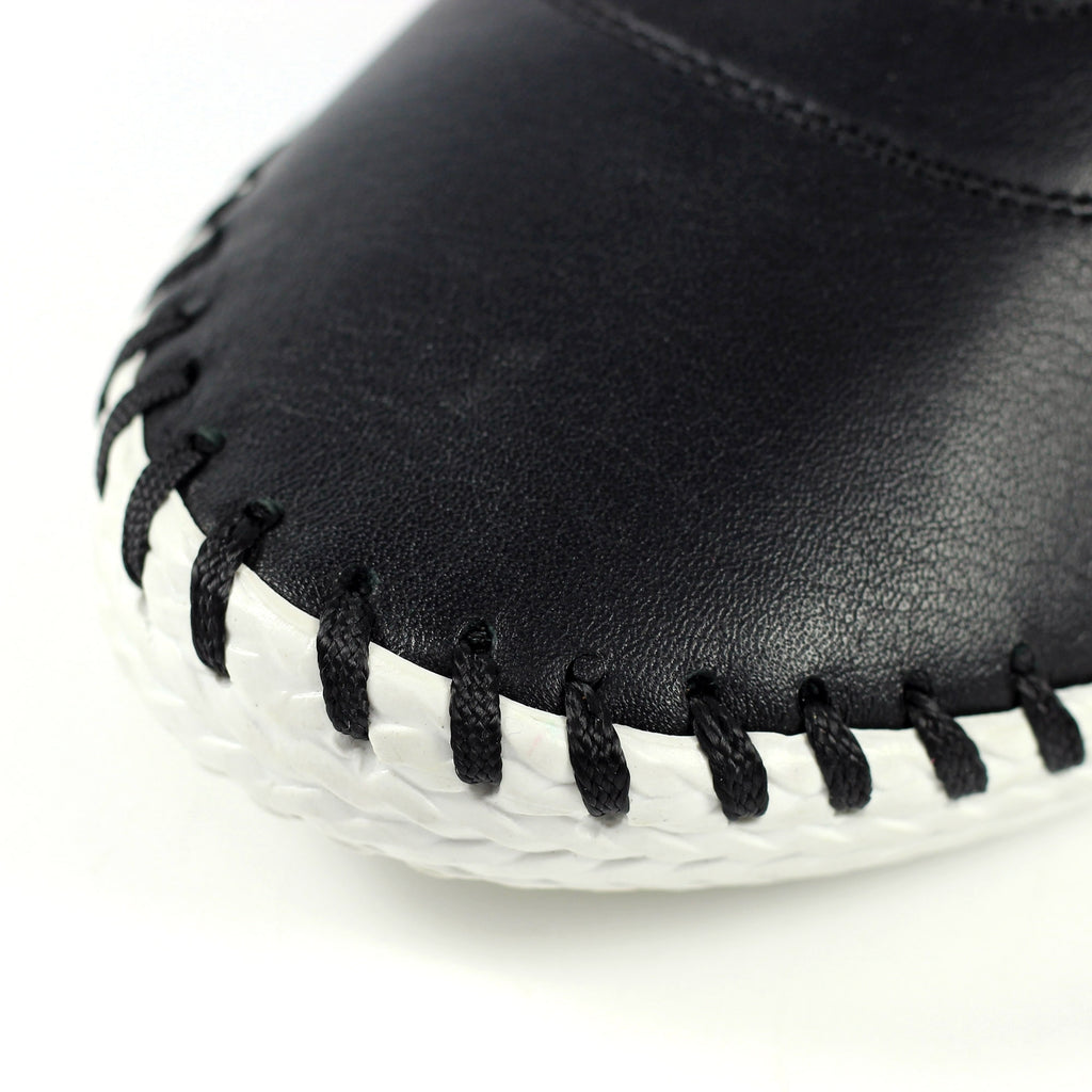 St. Ives Black Leather Plimsoll