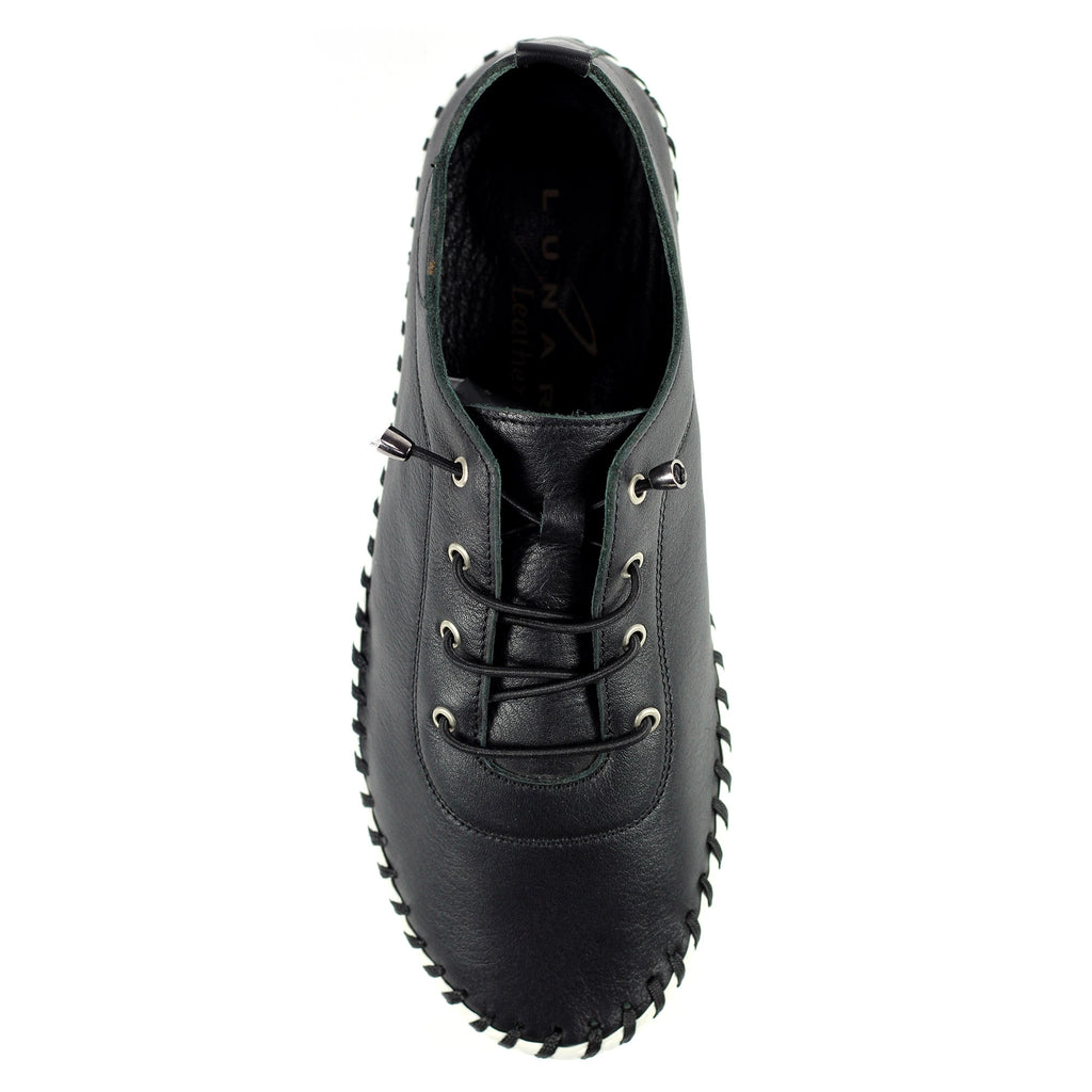 St. Ives Black Leather Plimsoll