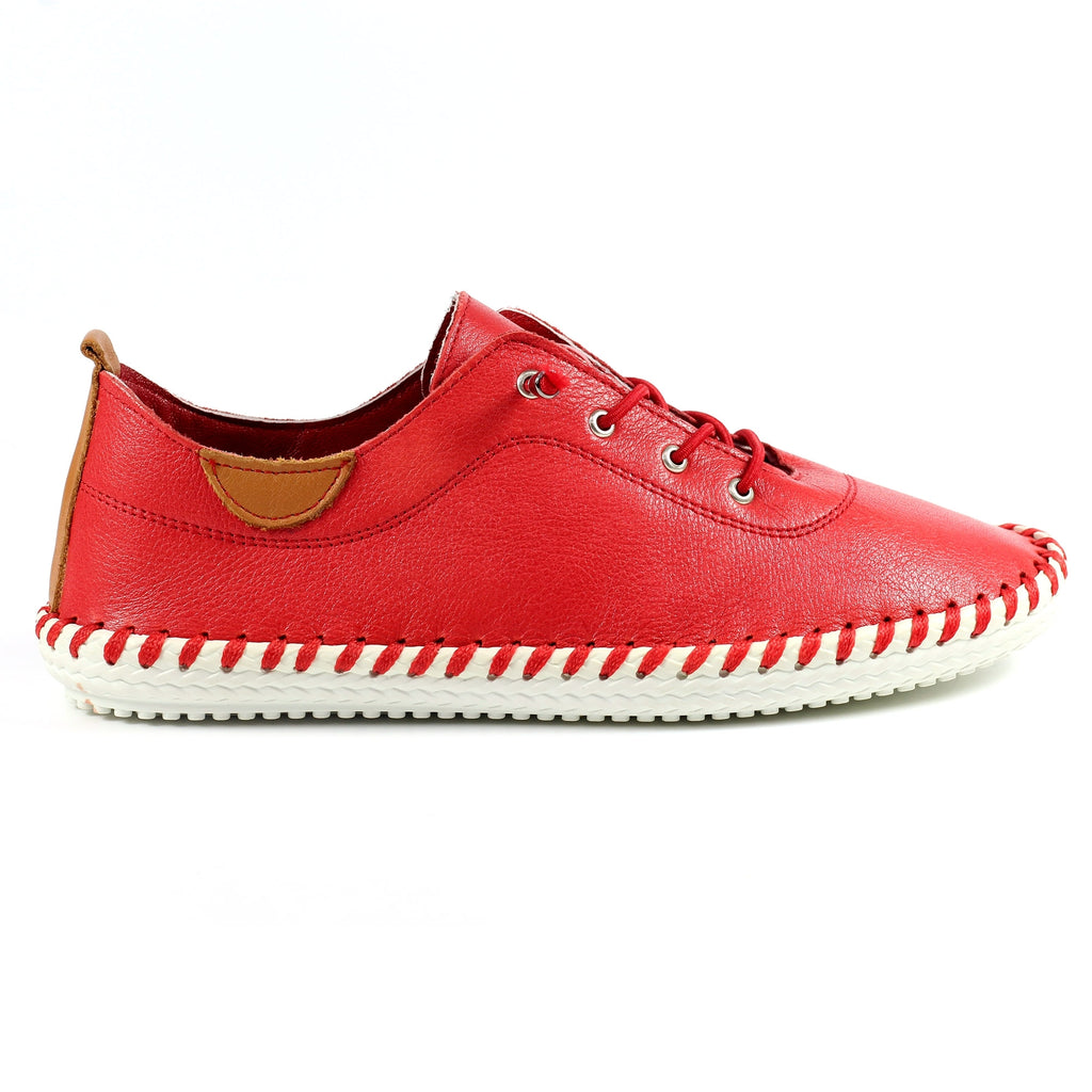 St. Ives Red Leather Plimsoll