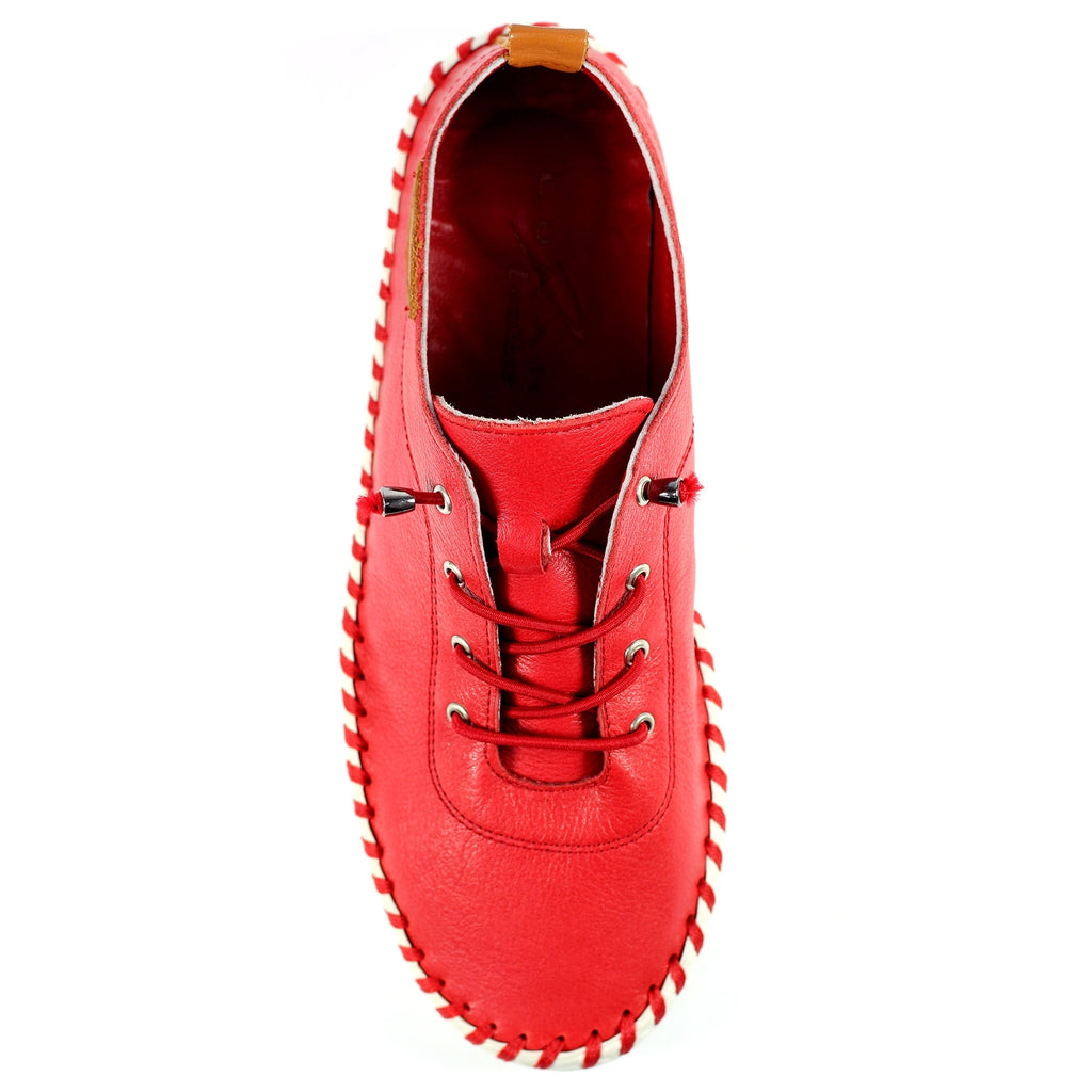 St. Ives Red Leather Plimsoll
