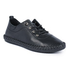 St. Ives Black Sole Leather Plimsoll