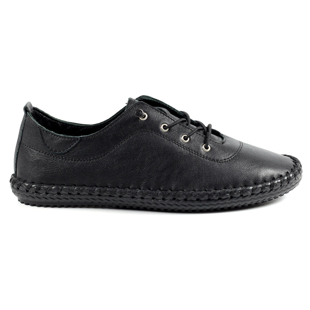 St. Ives Black Sole Leather Plimsoll