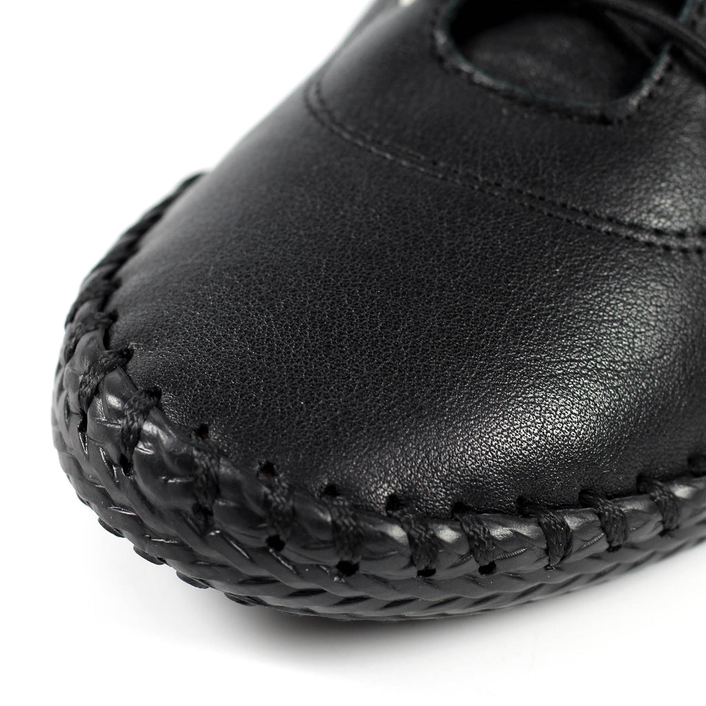 St. Ives Black Sole Leather Plimsoll