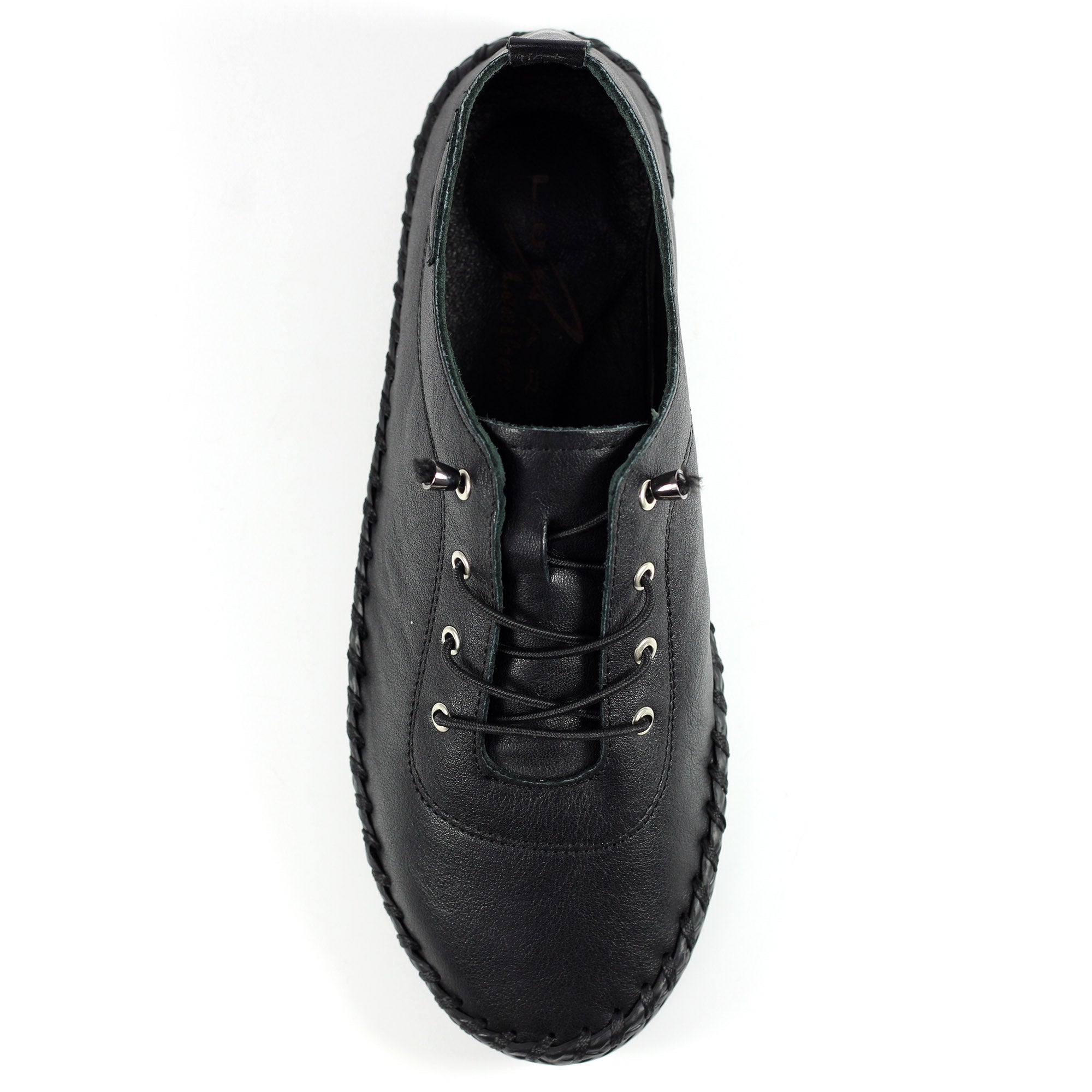 St. Ives Black Sole Leather Plimsoll
