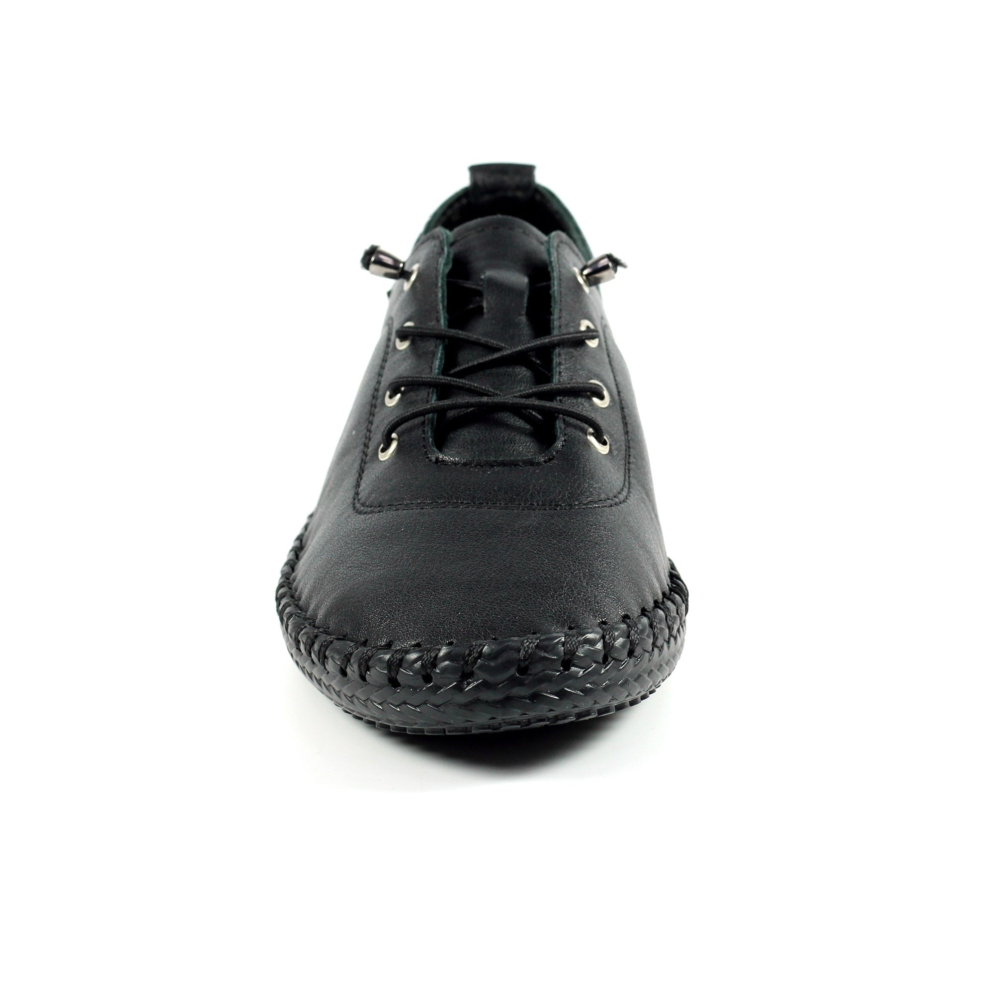 St. Ives Black Sole Leather Plimsoll