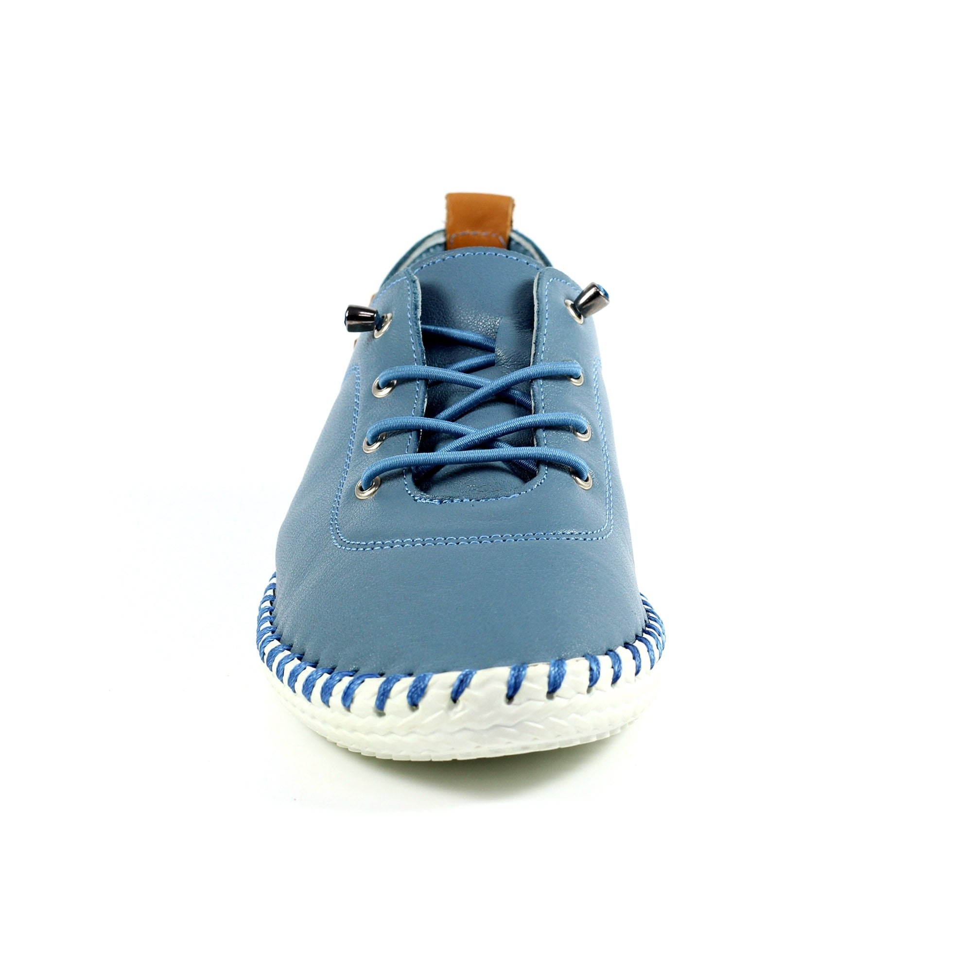 St. Ives Mid Blue Leather Plimsoll