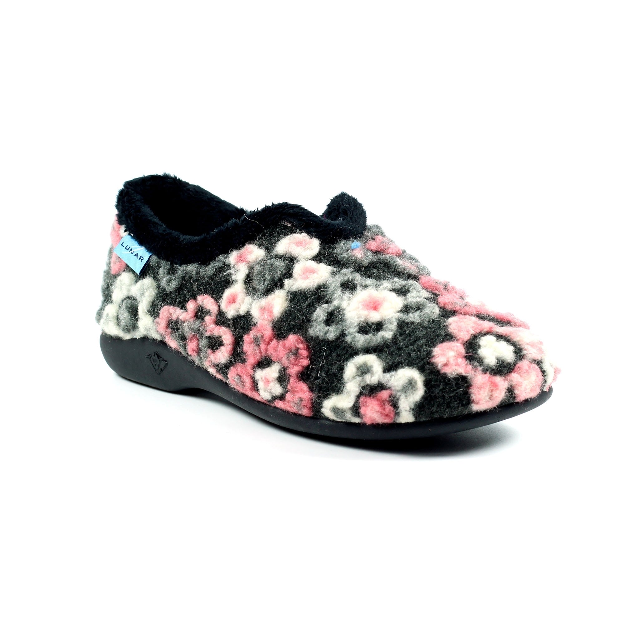 Hippy Black Flower Full Slipper