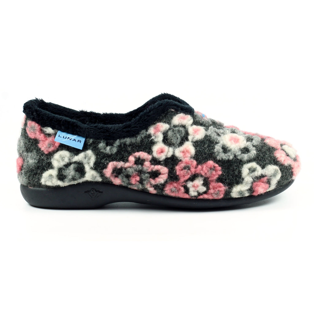 Hippy Black Flower Full Slipper