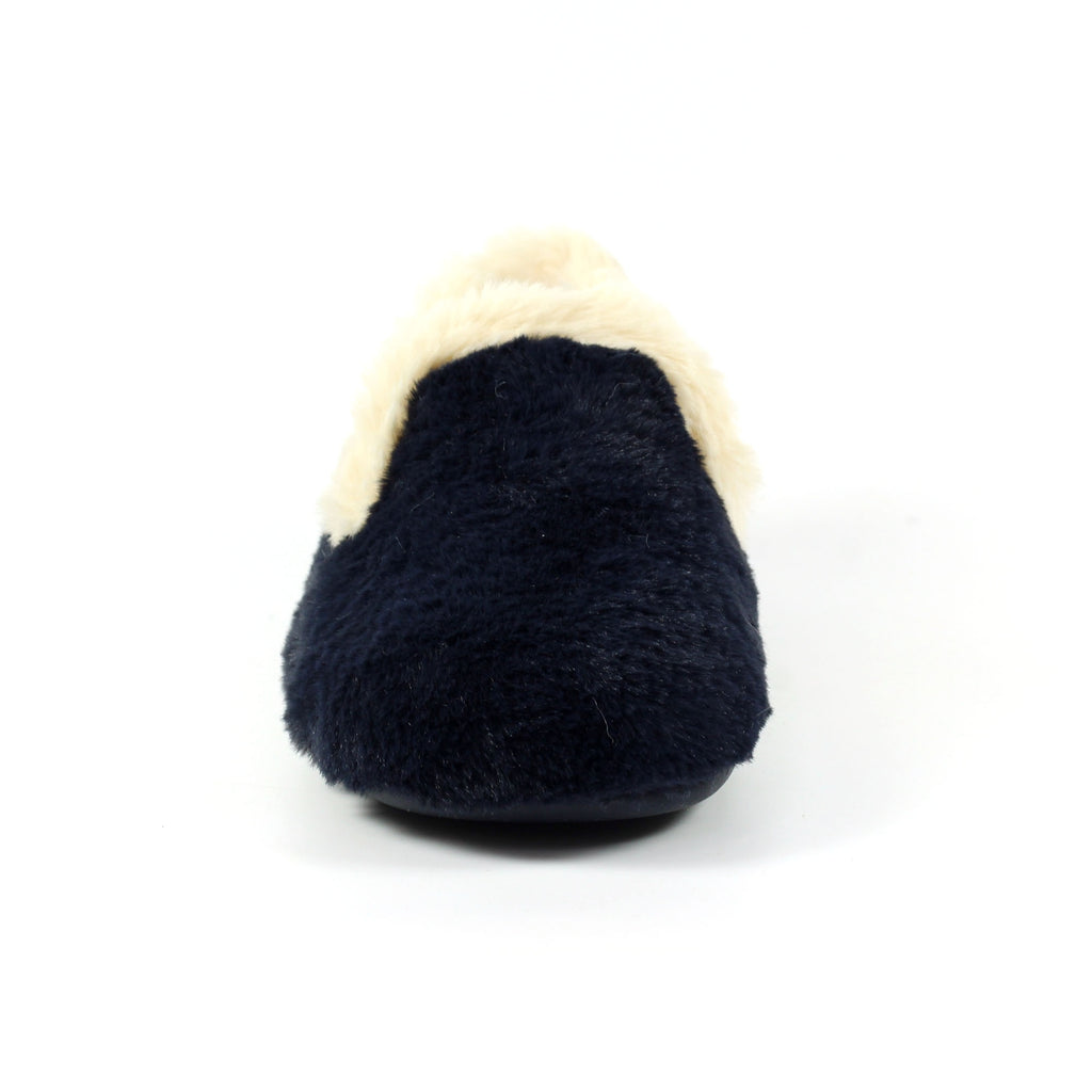 Shake Navy Fur Trim Slipper