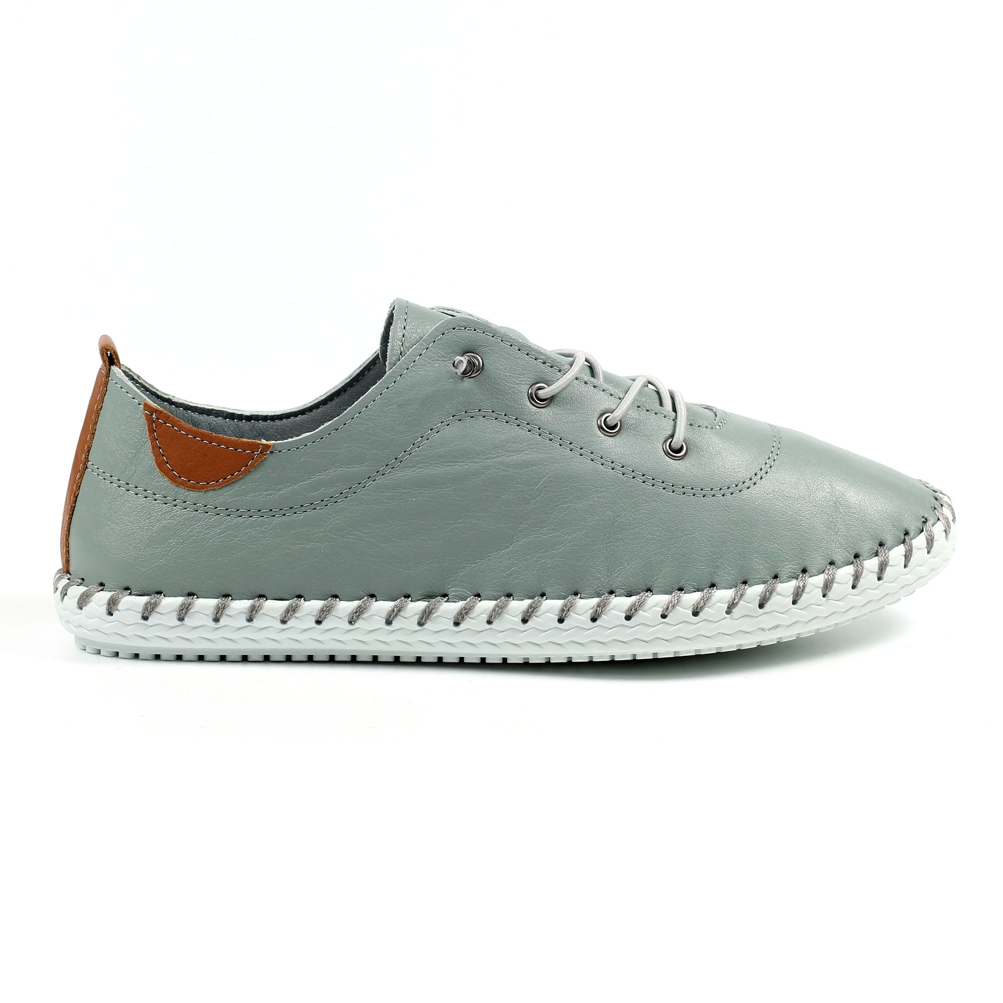 St. Ives Grey Leather Plimsoll