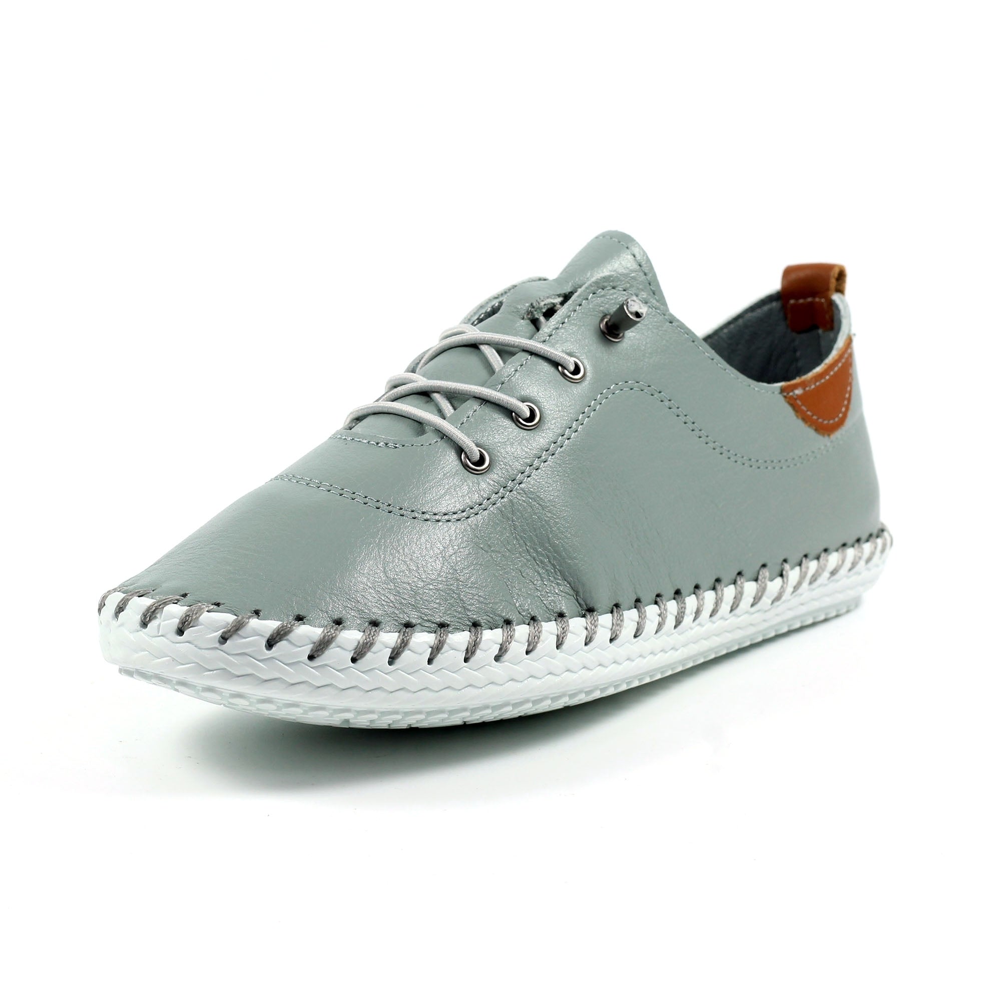 St. Ives Grey Leather Plimsoll