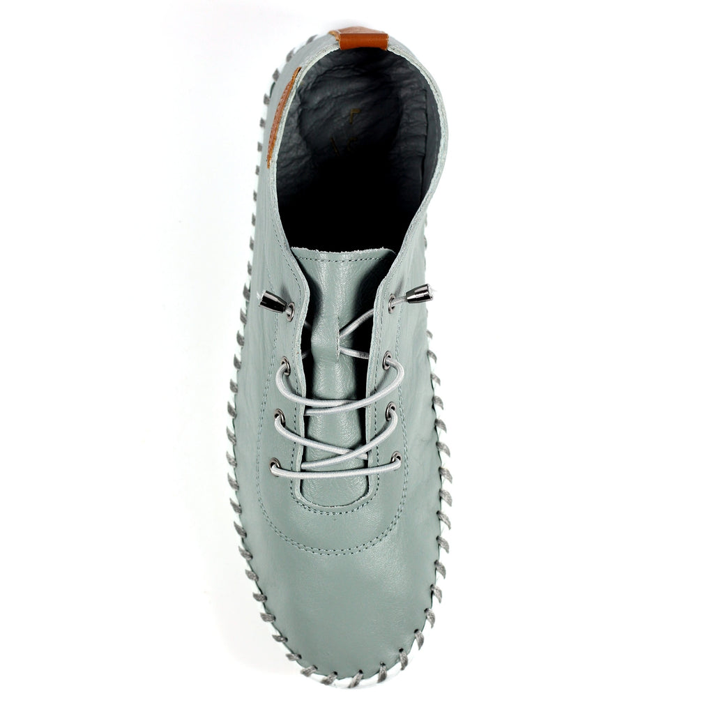 St. Ives Grey Leather Plimsoll
