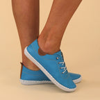 St. Ives Santorini Blue Leather Plimsoll