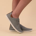 St. Ives Grey Leather Plimsoll